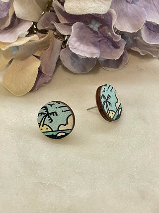 'Beach' with me wooden earrings