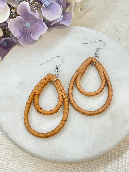 Rattan teardrop earrings