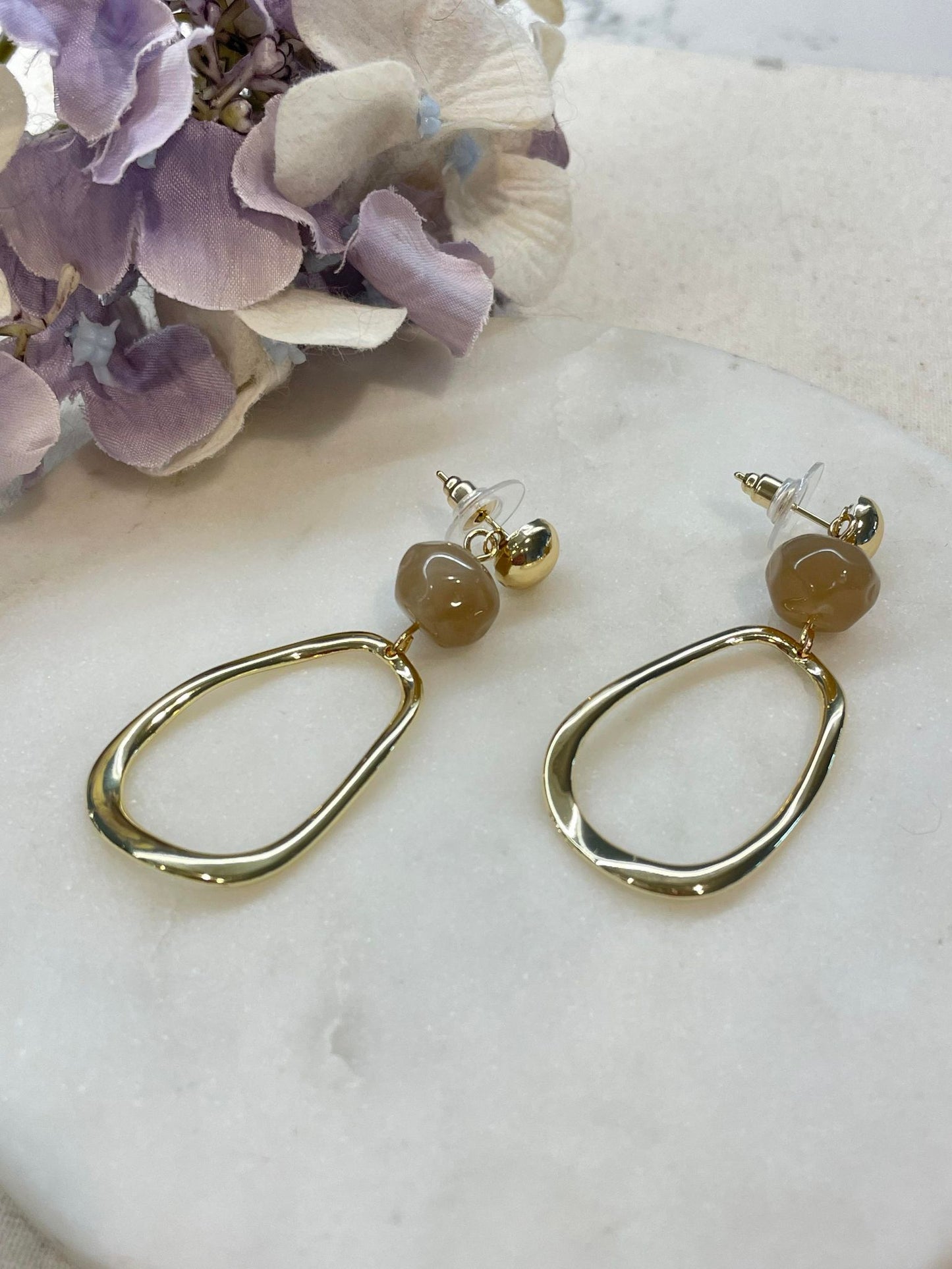 Gold 'n bead drop earrings