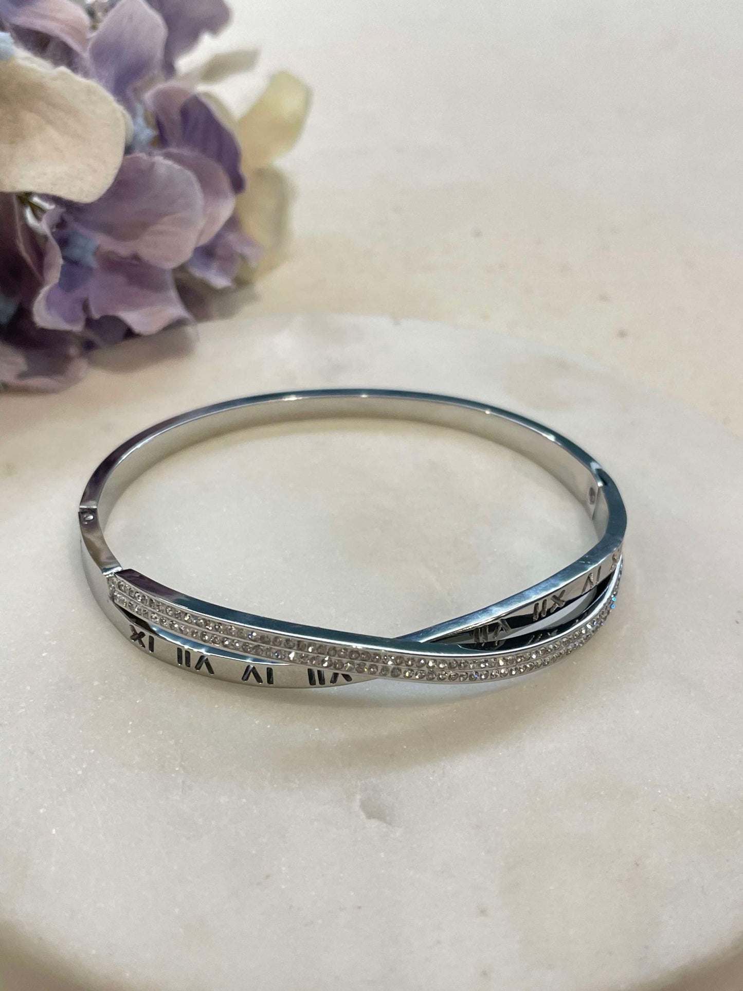 Time with bling bangle - silver – Tarnish Proof Jewellery