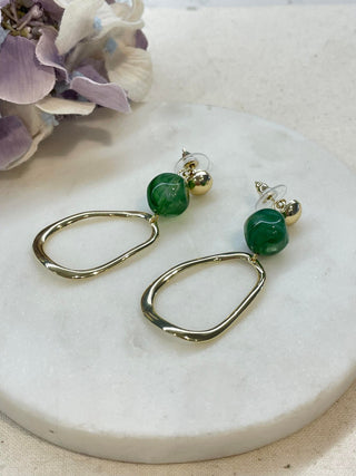Gold 'n bead drop earrings