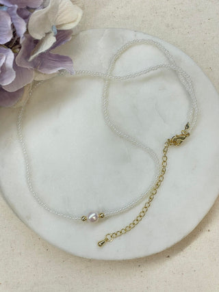 Bohemian beaded necklace with freshwater pearl