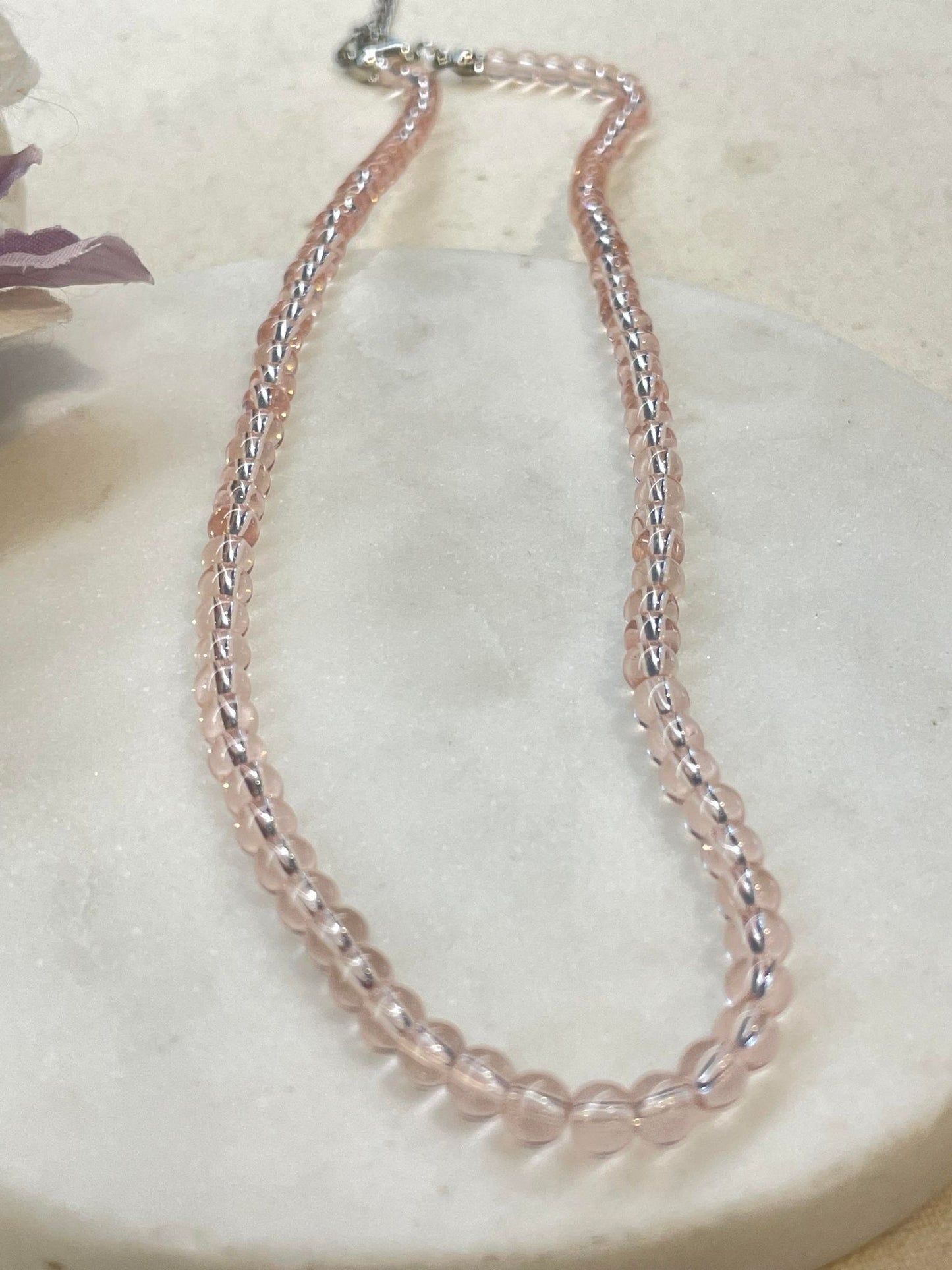 Simple, classic, glass beaded necklace