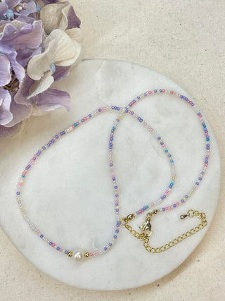 Bohemian beaded necklace with freshwater pearl