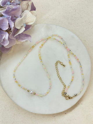 Bohemian beaded necklace with freshwater pearl