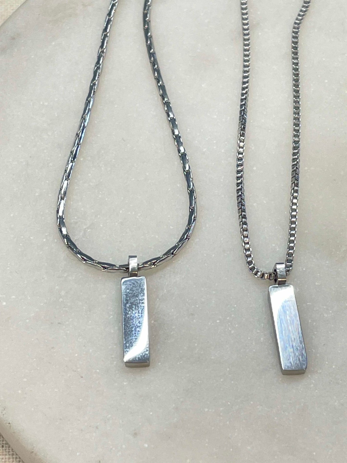 Men's titanium necklace - square chain