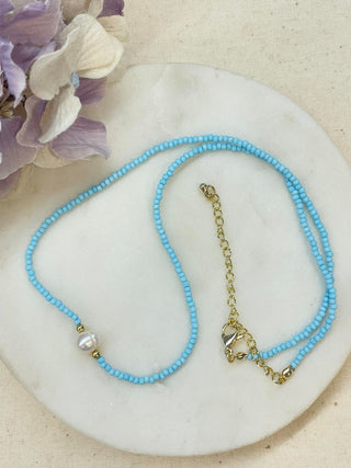 Bohemian beaded necklace with freshwater pearl