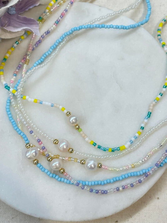 Bohemian beaded necklace with freshwater pearl