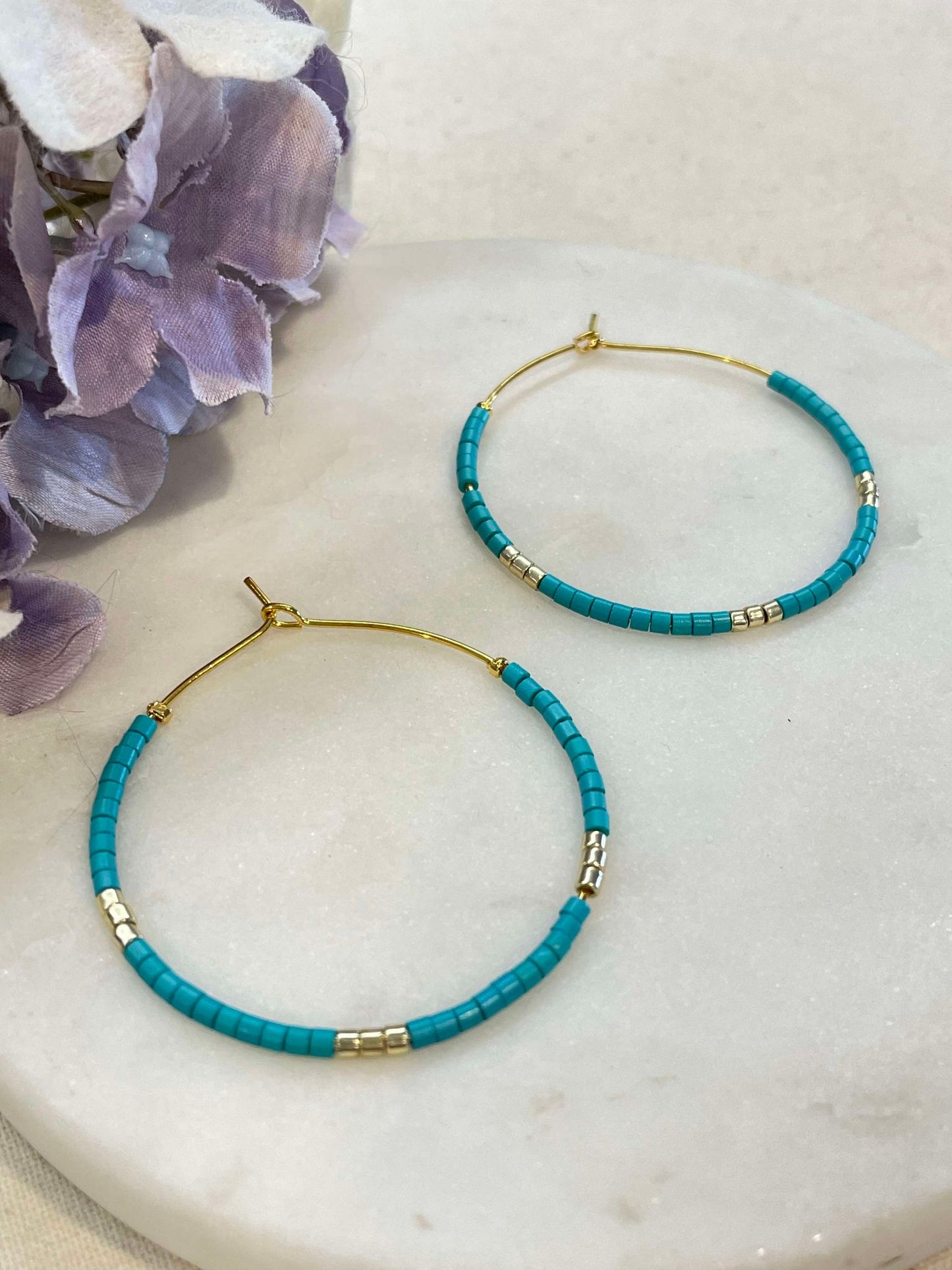 Sing with the sea bead hoop earrings