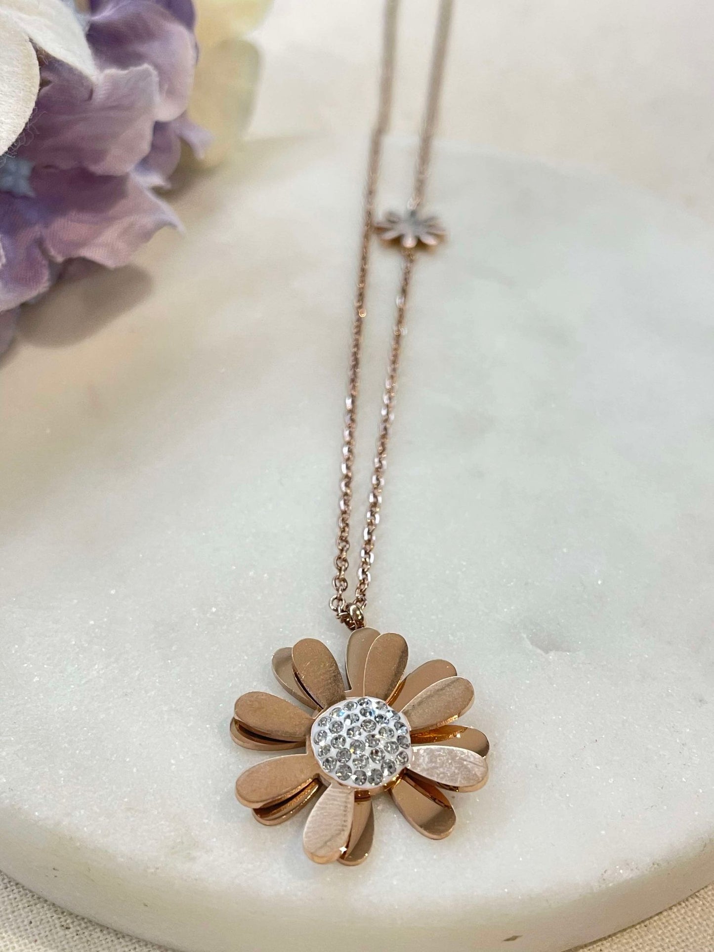 Flowers for you necklace - rose gold – Tarnish Proof Jewellery