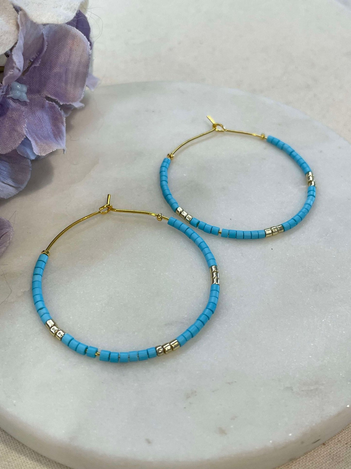 Sing with the sea bead hoop earrings