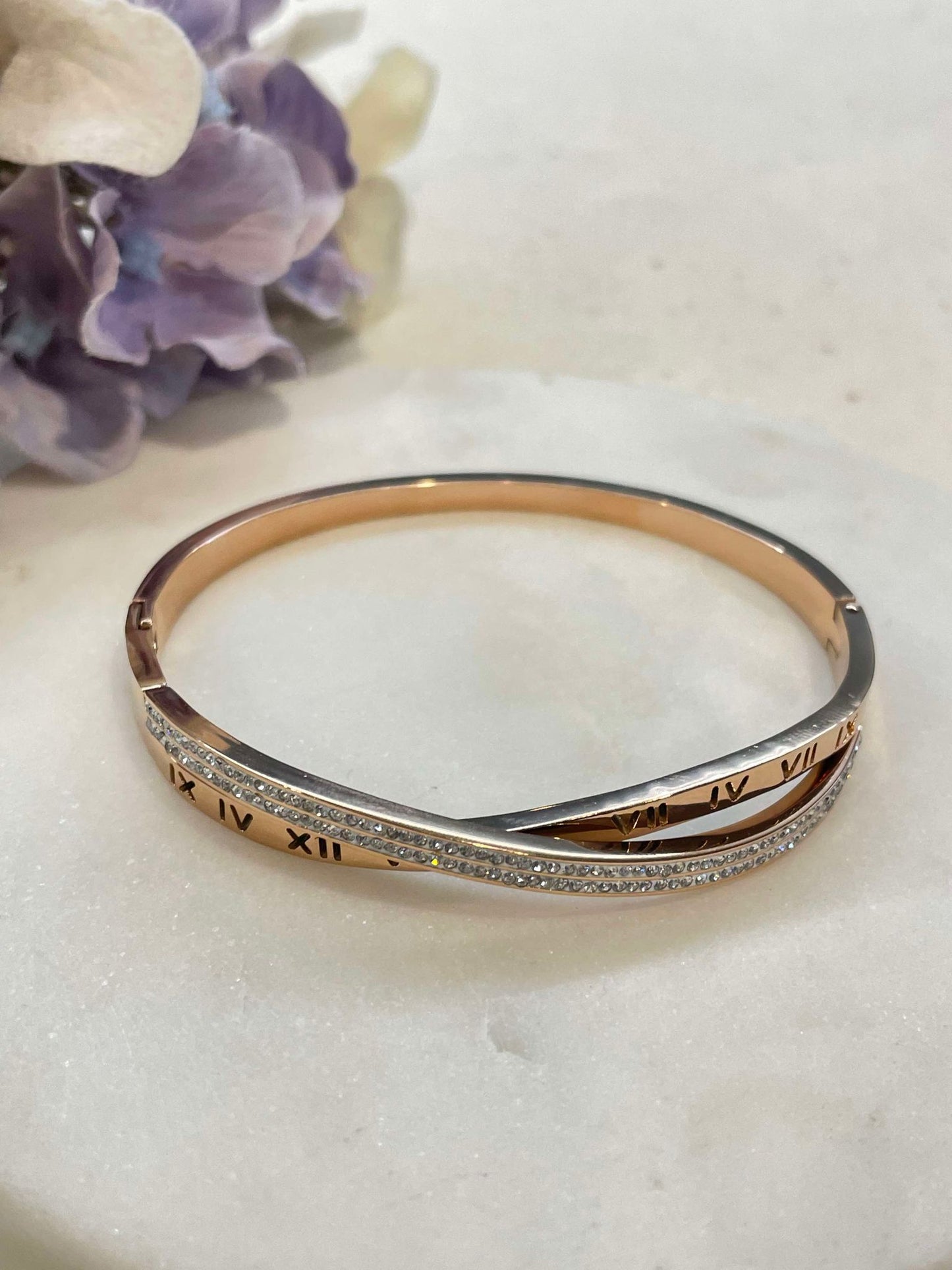 Time with bling bangle - rose gold – Tarnish Proof Jewellery