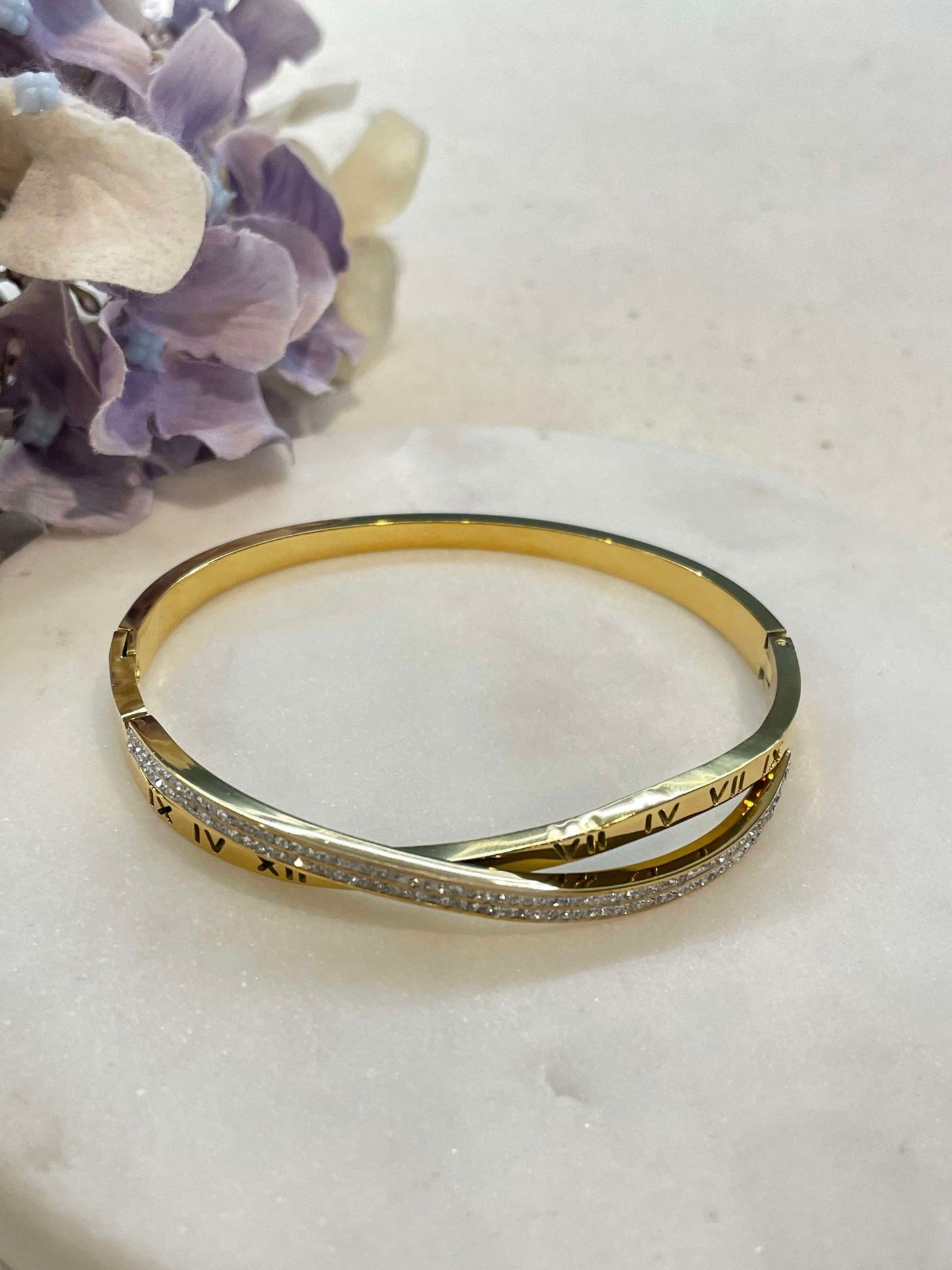 Time with bling bangle - gold – Tarnish Proof Jewellery