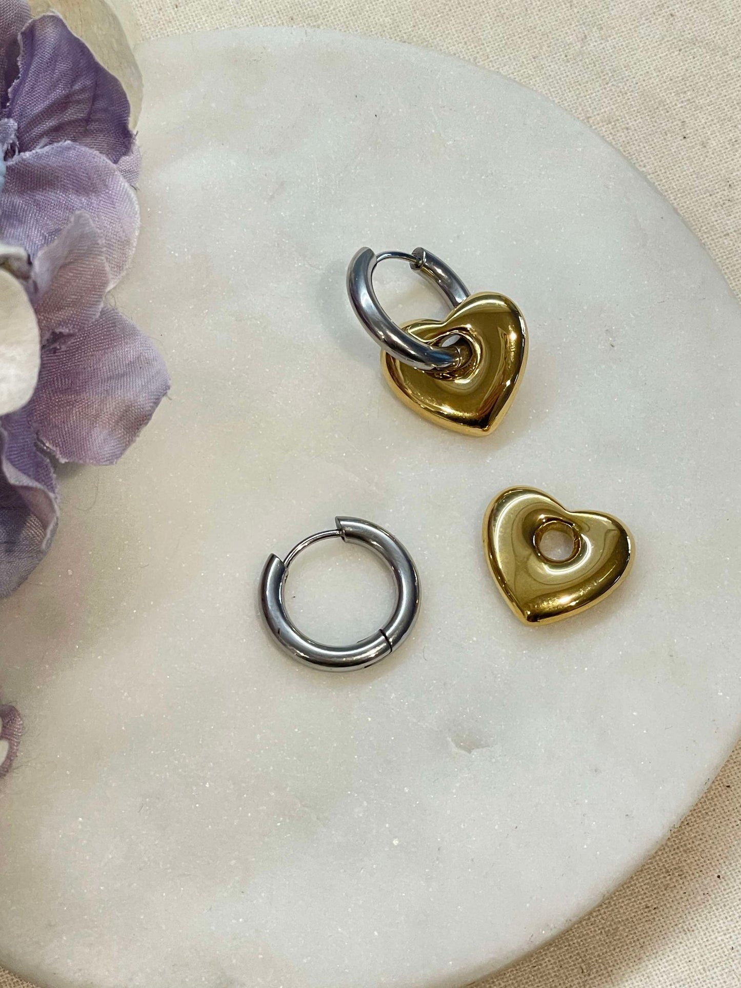 Two tone hearts earrings – Tarnish Proof Jewellery