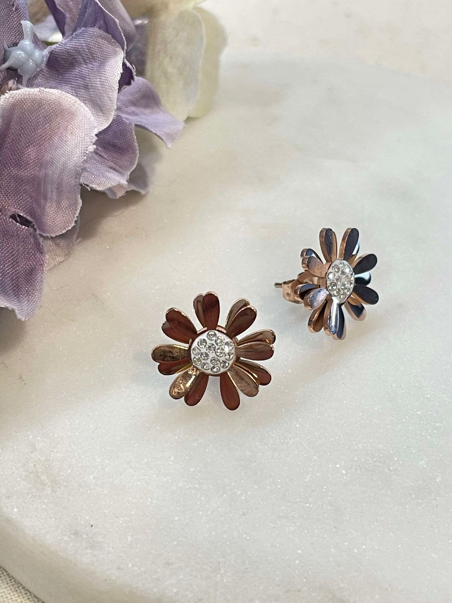 Flowers for you earrings - rose gold – Tarnish Proof Jewellery