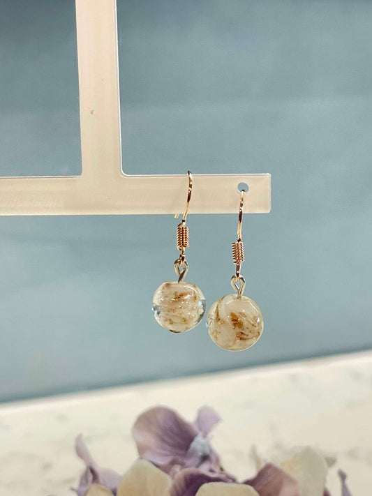 White glass bead earrings