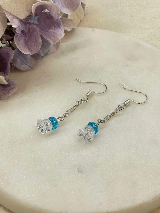 Chained to the bead drop earrings - blue