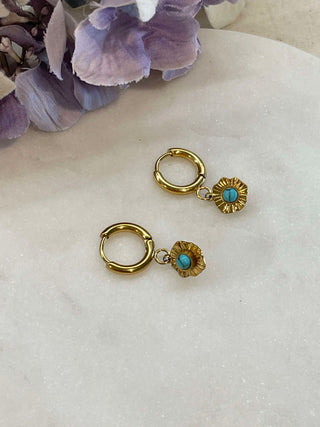 Hoops with turquoise charm