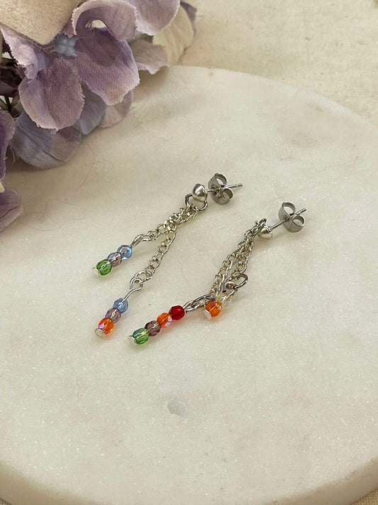 Chained to the bead drop earrings - multi (1)