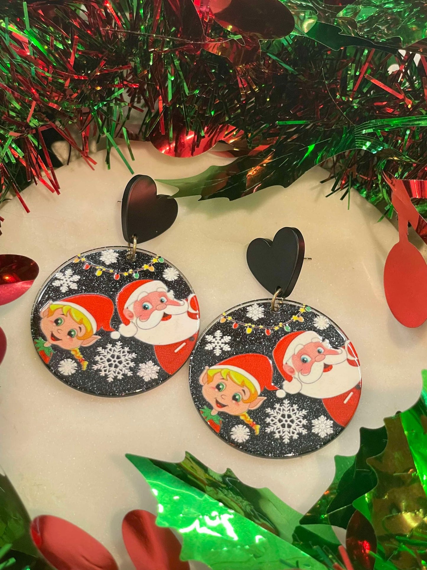 Santa and his helper earrings