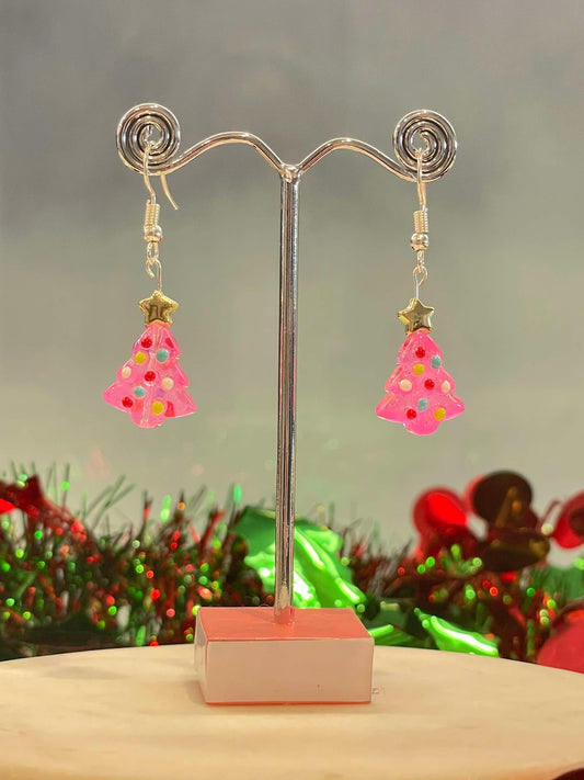 Christmas Tree, pink - silver hook