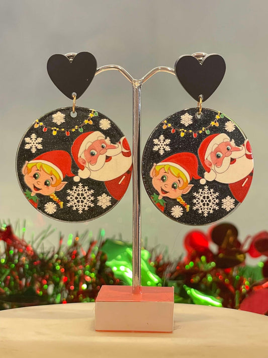 Santa and his helper earrings