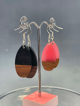 Wooden be teardrop earrings
