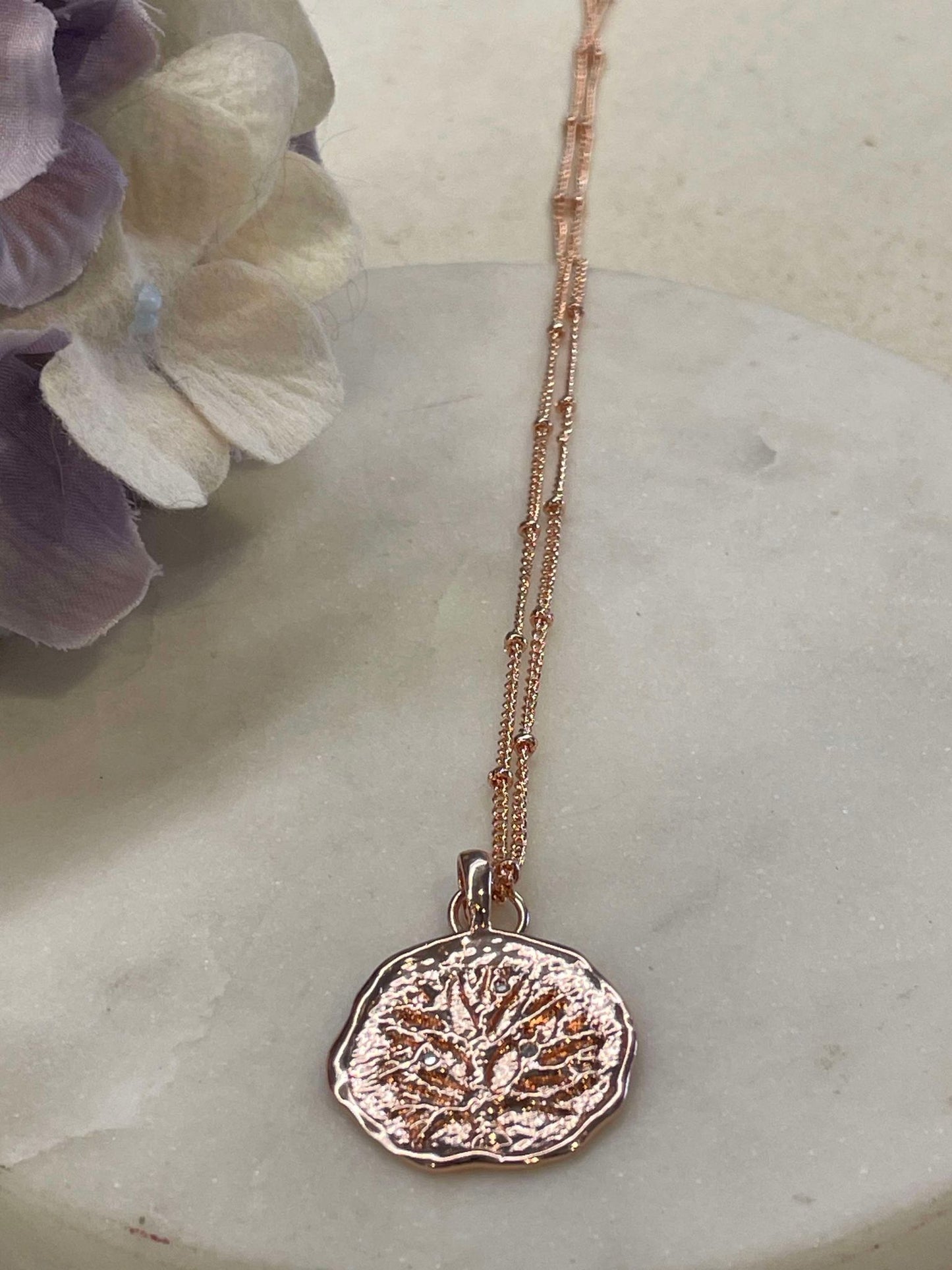 Tree of life, rose gold necklace