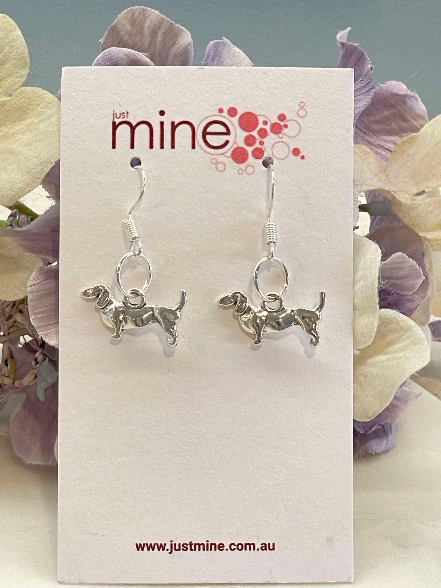 Tail wagging Dachshund earrings