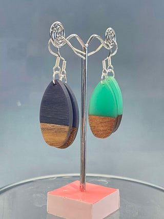Wooden be teardrop earrings