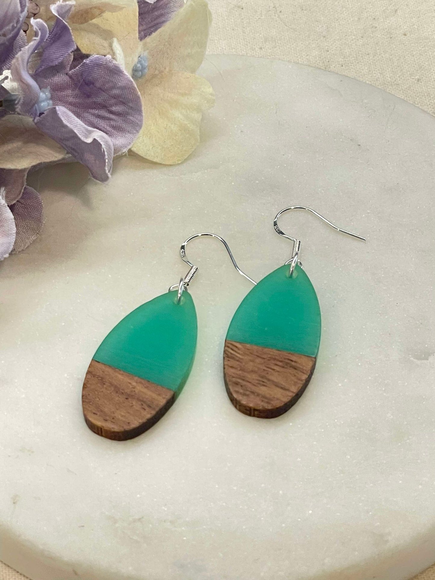 Wooden be teardrop earrings