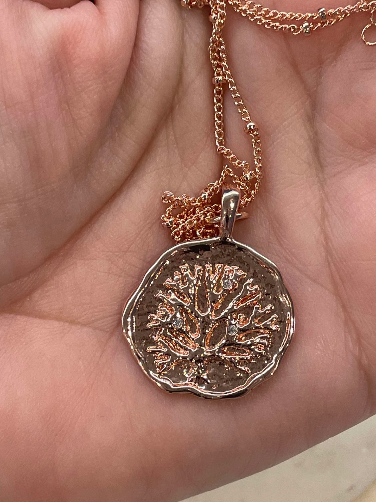 Tree of life, rose gold necklace