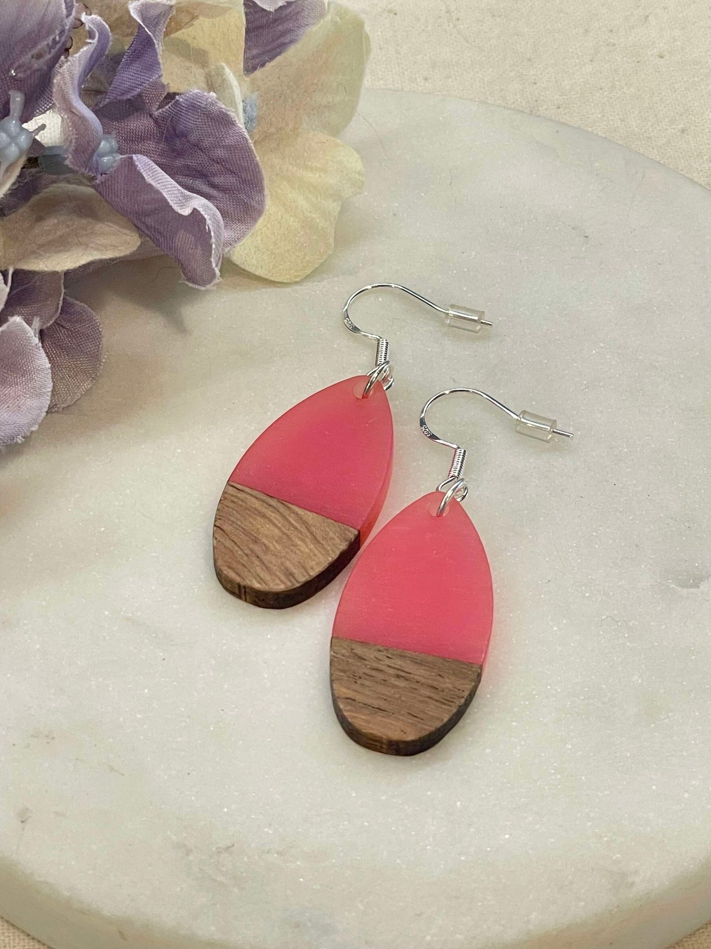 Wooden be teardrop earrings