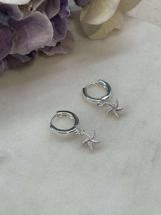 Silver starfish earrings