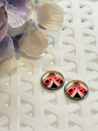 Love Lady Beetle cabochon stud - lots of styles