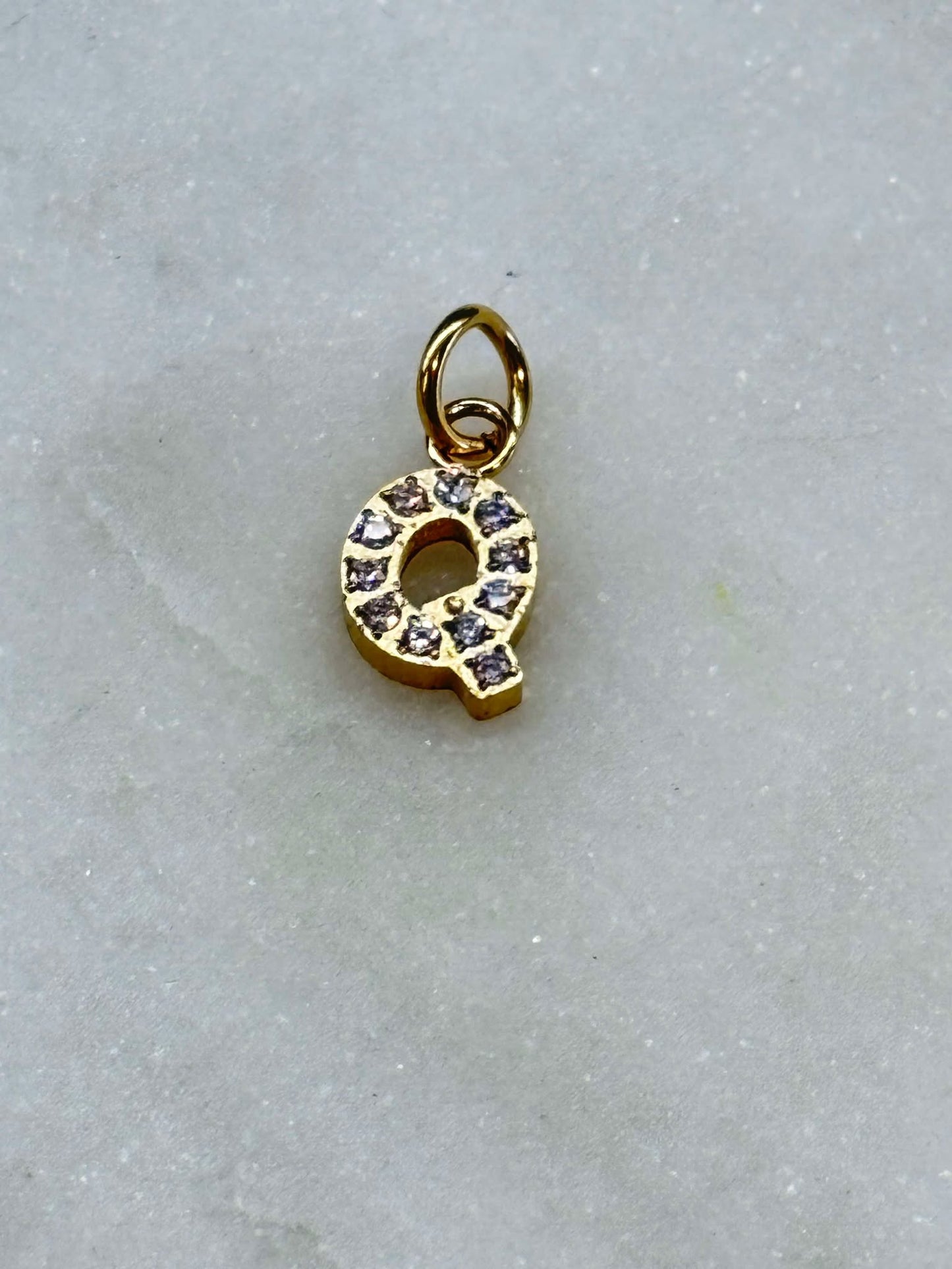 Cubic Zirconia Initial Letter Charms (gold)