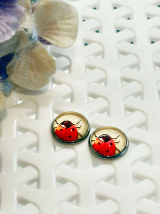 Love Lady Beetle cabochon stud - lots of styles