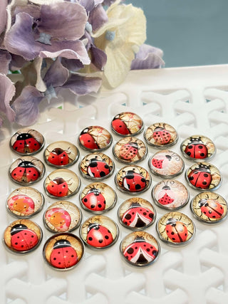 Love Lady Beetle cabochon stud - lots of styles
