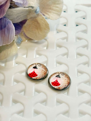 Love Lady Beetle cabochon stud - lots of styles