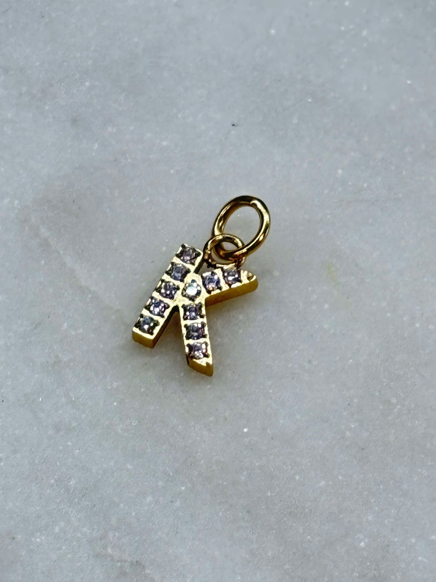 Cubic Zirconia Initial Letter Charms (gold)