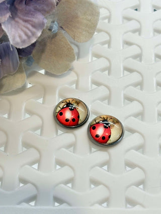 Love Lady Beetle cabochon stud - lots of styles