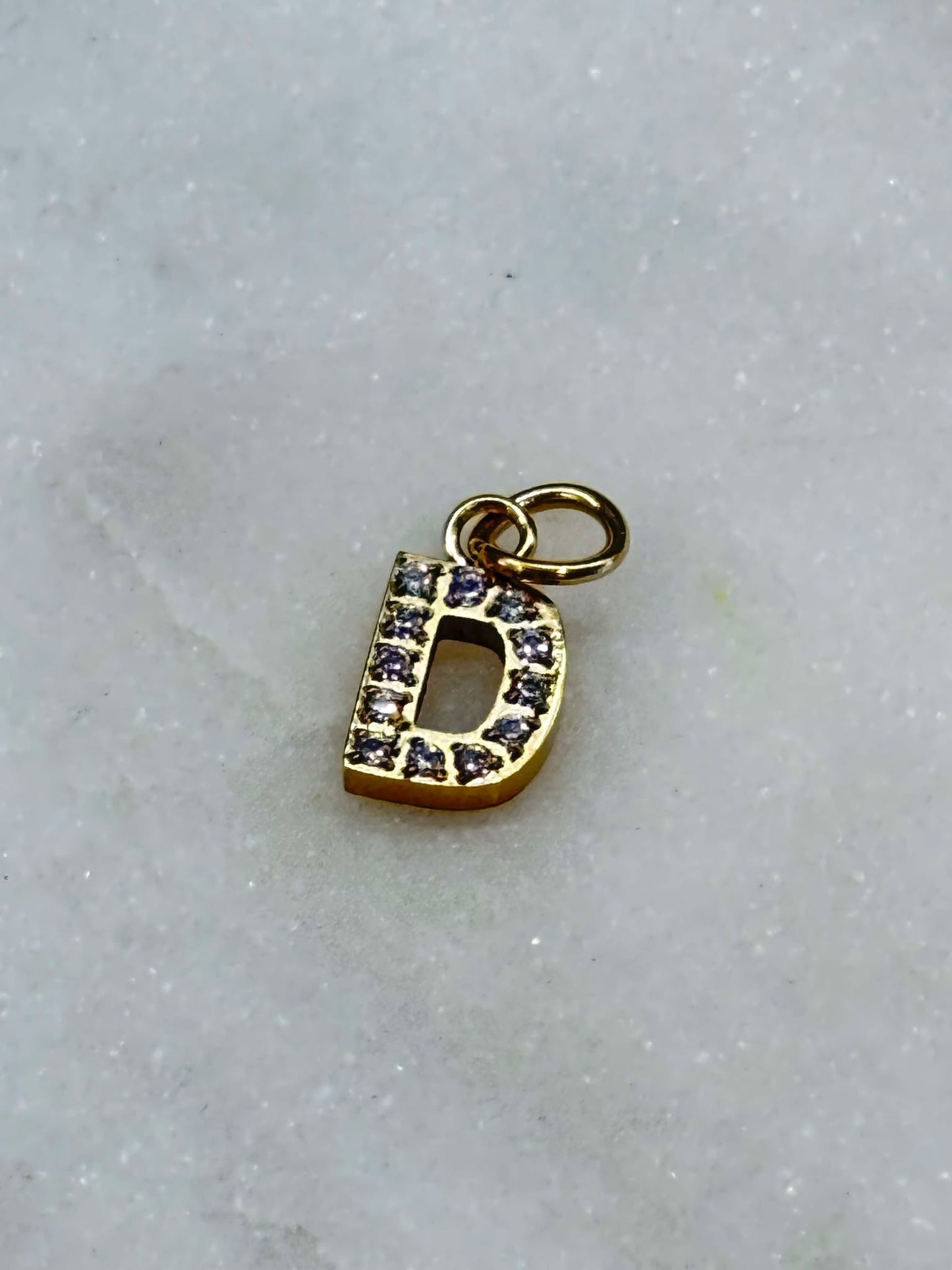 Cubic Zirconia Initial Letter Charms (gold)