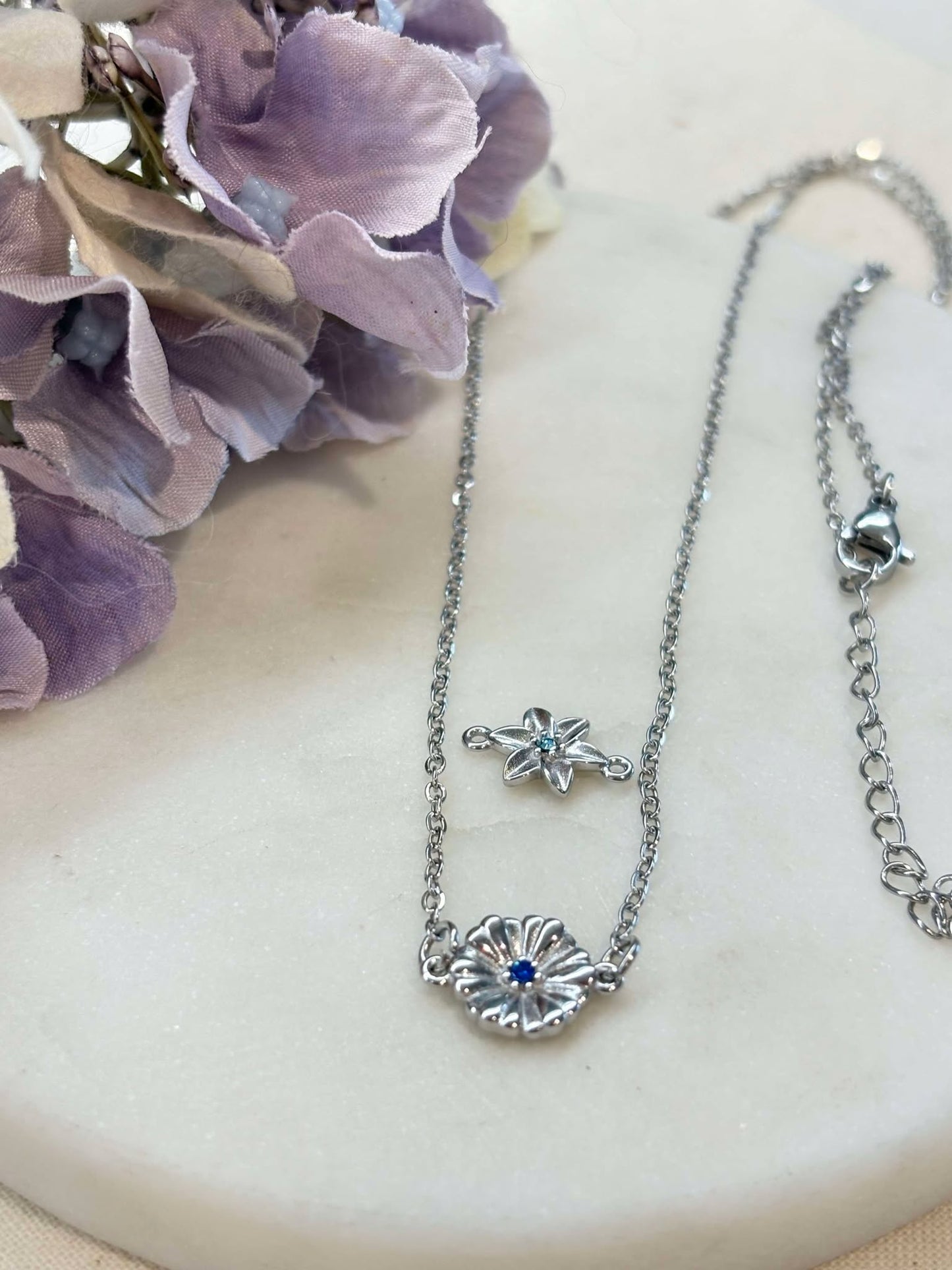 Flower connector charm - for connector necklace