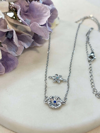 Connector charm necklace - silver (for flower charms)