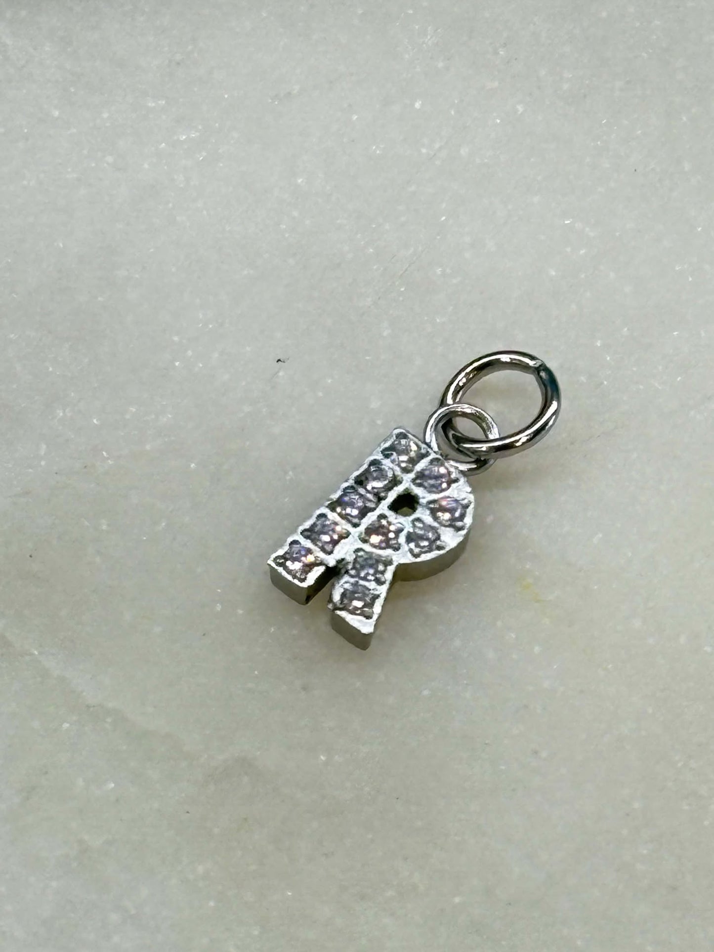 Cubic Zirconia Initial Letter Charms (silver)