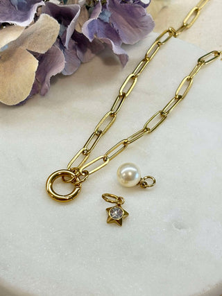 Many options paperclip chain - with pendants (Gold)