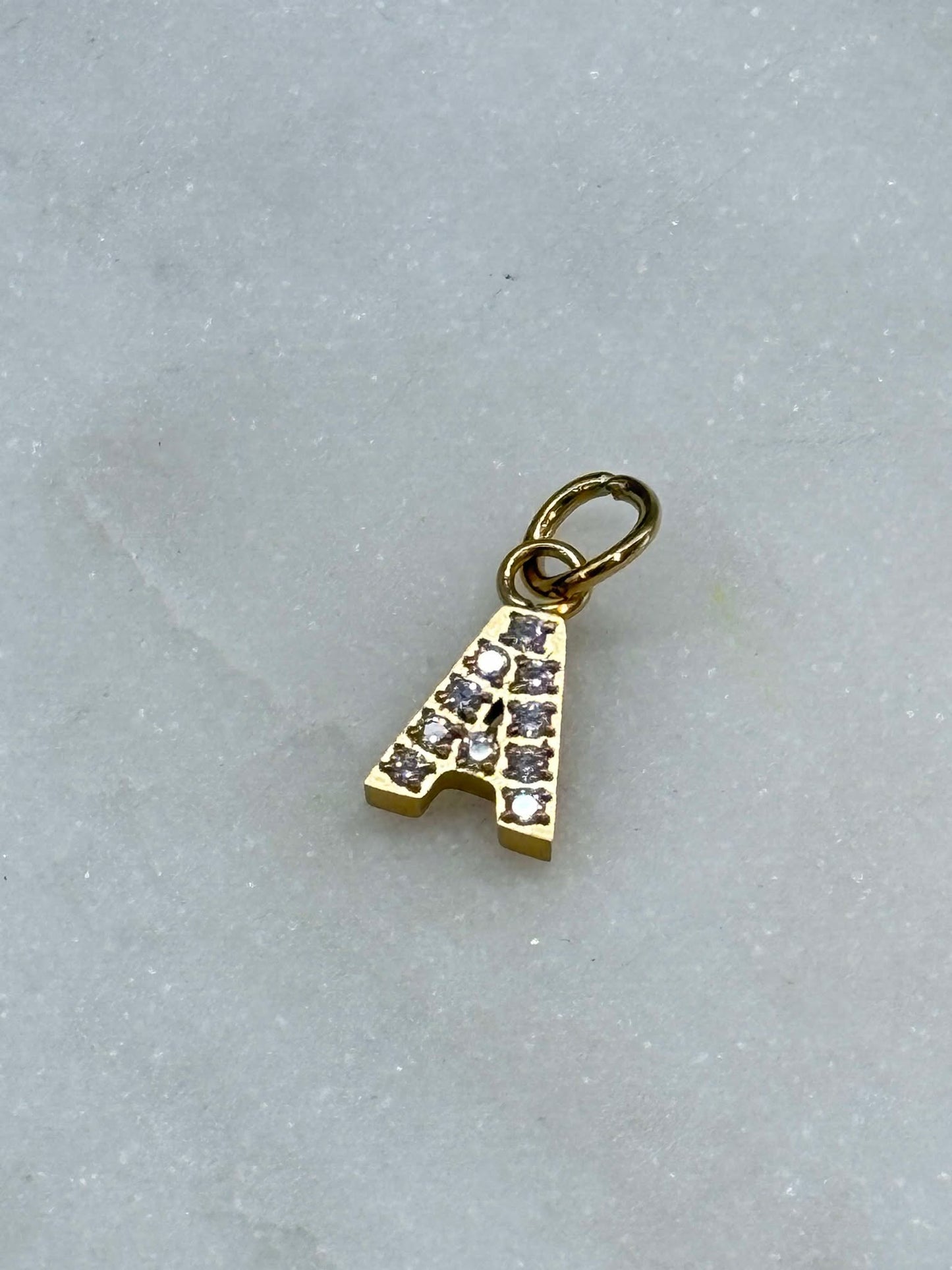 Cubic Zirconia Initial Letter Charms (gold)