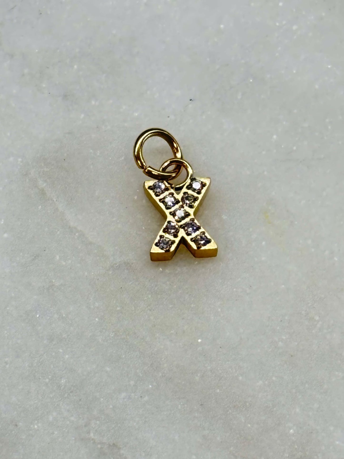 Cubic Zirconia Initial Letter Charms (gold)