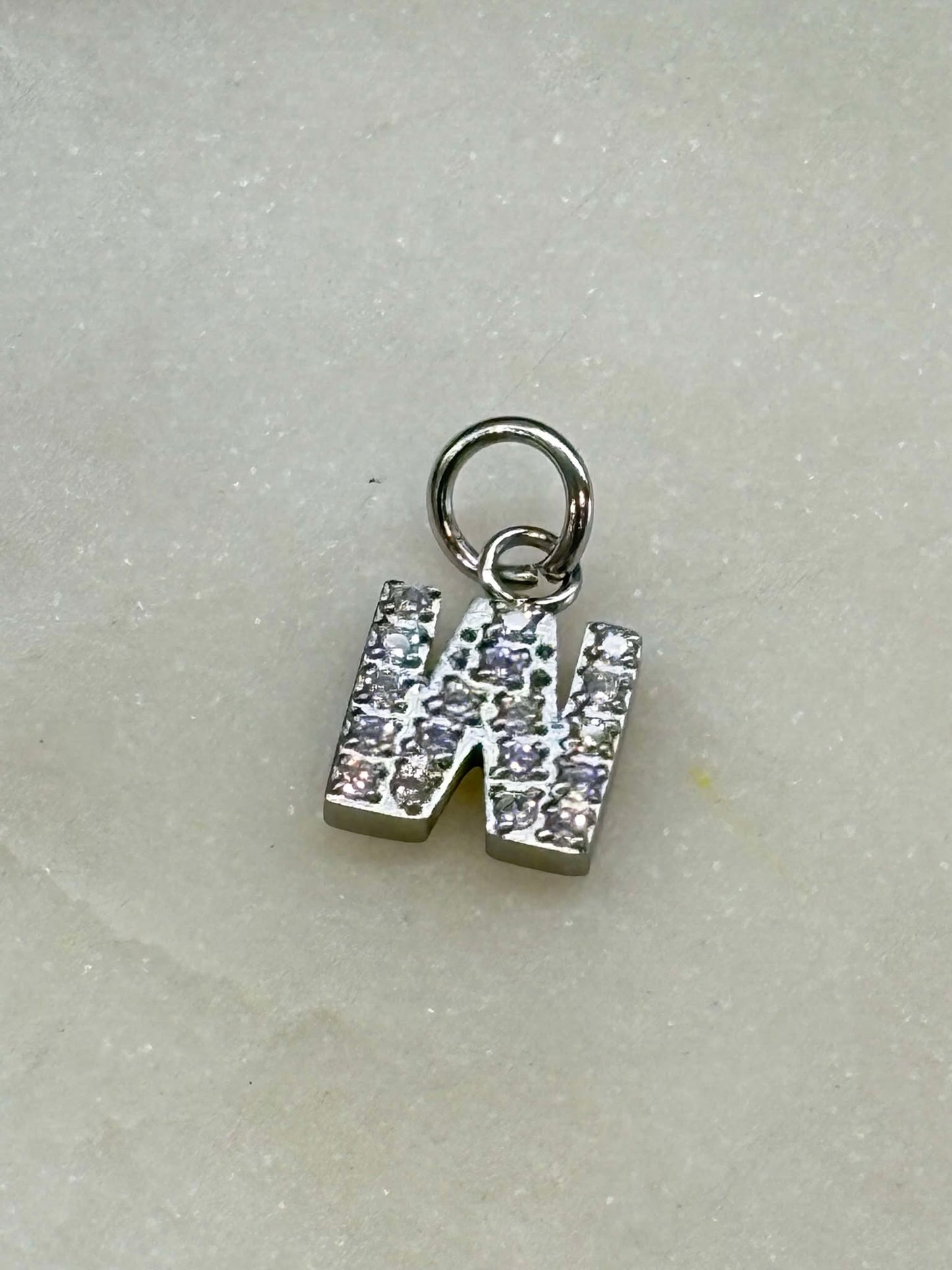 Cubic Zirconia Initial Letter Charms (silver)