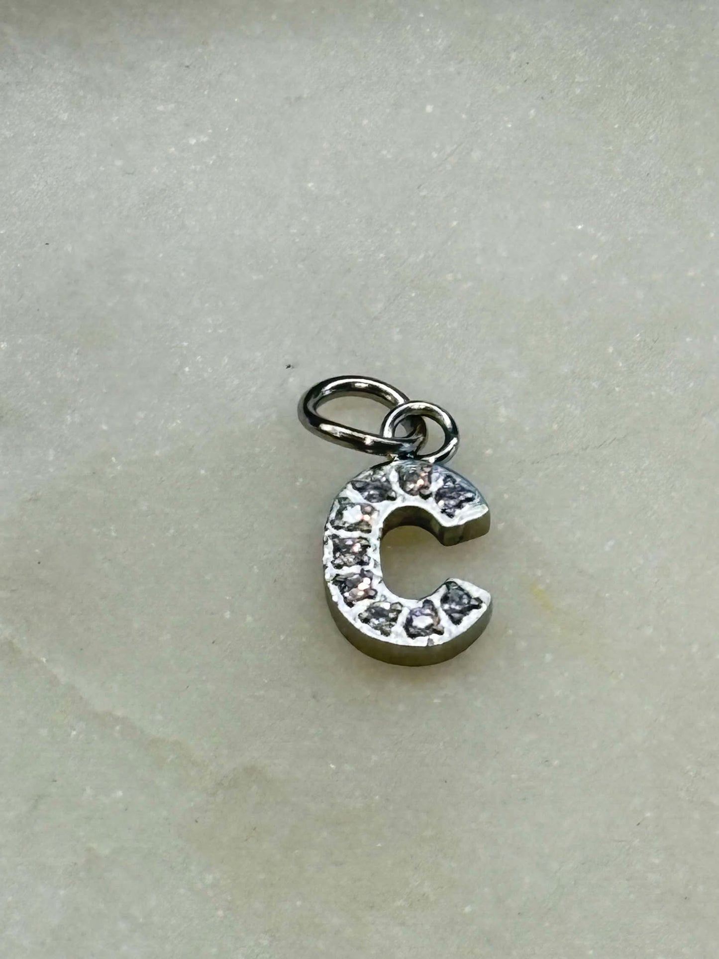 Cubic Zirconia Initial Letter Charms (silver)